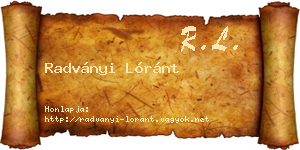 Radványi Lóránt névjegykártya